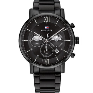  Shop Authentic Tommy Hilfiger Evan Chronograph Quartz Black Dial Black Steel Strap Watch For Men - 1710410 - Luxxuri