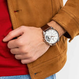  Shop Authentic Tommy Hilfiger Baker Chronograph White Dial Brown Leather Strap Watch For Men - 1710450 - Luxxuri