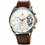  Shop Authentic Tommy Hilfiger Baker Chronograph White Dial Brown Leather Strap Watch For Men - 1710450 - Luxxuri