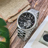  Shop Authentic Tommy Hilfiger Henry Chronograph Black Dial Silver Steel Strap Watch For Men - 1710477 - Luxxuri