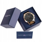  Shop Authentic Tommy Hilfiger Luca Chronograph Black Dial Gold Steel Strap Watch For Men - 1710511 - Luxxuri