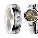  Shop Authentic Gucci Guccissima Quartz Diamonds Brown Dial Silver Steel Strap Watch For Women - YA134503 - Luxxuri