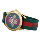  Shop Authentic Gucci Le Marche des Merveilles Green & Red Dial Green & Red NATO Strap Unisex Watch - YA126487 - Luxxuri