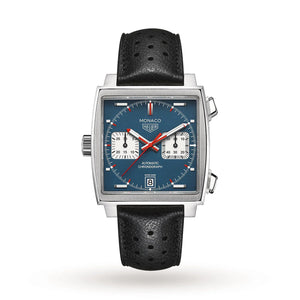  Shop Authentic Tag Heuer Monaco Automatic Chronograph Blue Dial Black Leather Strap Watch for Men - CAW211P.FC6356 - Luxxuri