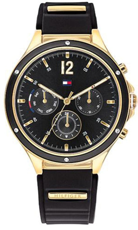  Shop Authentic Tommy Hilfiger Eve Chronograph Quartz Black Dial Black Silicone Strap Watch For Women - 1782282 - Luxxuri