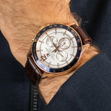  Shop Authentic Tommy Hilfiger Luke Quartz White Dial Brown Leather Strap Watch for Men - 1791118 - Luxxuri