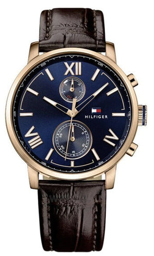  Shop Authentic Tommy Hilfiger Aiden Quartz Blue Dial Brown Leather Strap Watch for Men - 1791308 - Luxxuri