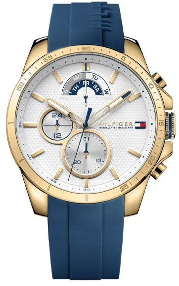  Shop Authentic Tommy Hilfiger Decker White Dial Blue Rubber Strap Watch for Men - 1791353 - Luxxuri
