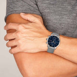  Shop Authentic Tommy Hilfiger Kane Quartz Blue Dial Silver Mesh Bracelet Watch for Men - 1791398 - Luxxuri