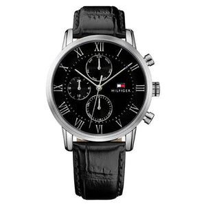 Shop Authentic Tommy Hilfiger Kane Quartz Black Dial Black Leather Strap Watch for Men - 1791401 - Luxxuri