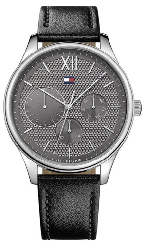  Shop Authentic Tommy Hilfiger Damon Multifunction Black Dial Black Leather Strap Watch for Men - 1791417 - Luxxuri
