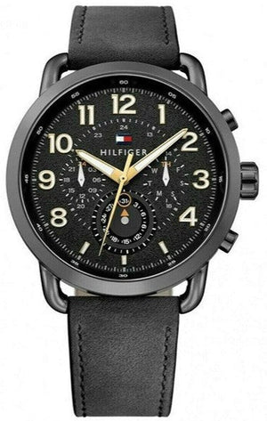  Shop Authentic Tommy Hilfiger Briggs Black Dial Black Leather Strap Watch for Men - 1791426 - Luxxuri