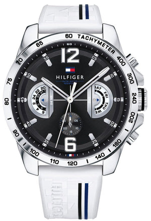  Shop Authentic Tommy Hilfiger Multifunction Black Dial White Rubber Strap Watch for Men - 1791475 - Luxxuri