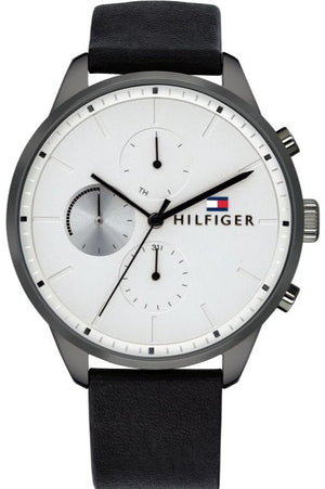  Shop Authentic Tommy Hilfiger Lexor Silver Dial Black Leather Strap Watch For Men - 1791489 - Luxxuri