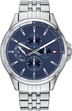  Shop Authentic Tommy Hilfiger Shawn Multifunction Quartz Blue Dial Silver Steel Strap Watch for Men - 1791612 - Luxxuri