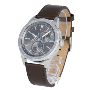  Shop Authentic Tommy Hilfiger Austin Grey Dial Brown Leather Strap Watch for Men - 1791637 - Luxxuri