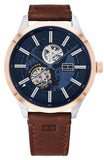  Shop Authentic Tommy Hilfiger Spencer Blue Dial Brown Leather Strap Watch for Men - 1791642 - Luxxuri