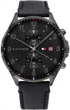  Shop Authentic Tommy Hilfiger West Chronograph Black Dial Black Leather Strap Watch For Men - 1791711 - Luxxuri