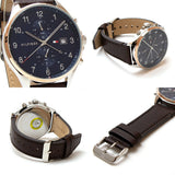  Shop Authentic Tommy Hilfiger West Chronograph Blue Dial Brown Leather Strap Watch For Men - 1791712 - Luxxuri