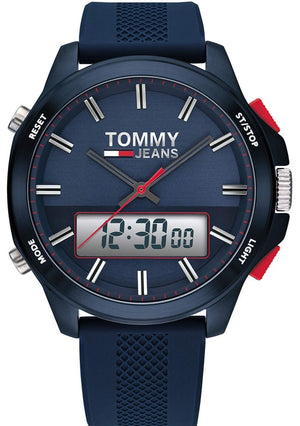  Shop Authentic Tommy Hilfiger Digital Analog Blue Dial Blue Rubber Strap Watch For Men - 1791761 - Luxxuri