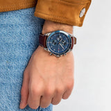  Shop Authentic Tommy Hilfiger Parker Chronograph Blue Dial Brown Leather Strap Watch For Men - 1791837 - Luxxuri
