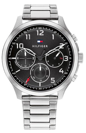 Shop Authentic Tommy Hilfiger Asher Chronograph Black Dial Silver Steel Strap Watch For Men - 1791852 - Luxxuri