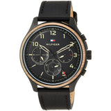  Shop Authentic Tommy Hilfiger Asher Chronograph Black Dial Black Leather Strap Watch For Men - 1791854 - Luxxuri