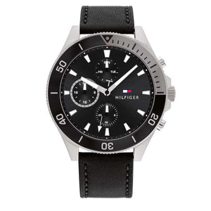  Shop Authentic Tommy Hilfiger Larson Chronograph Black Dial Black Leather Strap Watch For Men - 1791984 - Luxxuri