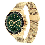  Shop Authentic Tommy Hilfiger Jordan Chronograph Green Dial Gold Mesh Strap Watch For Men - 1792093 - Luxxuri