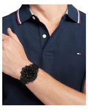  Shop Authentic Tommy Hilfiger Troy Chronograph Black Dial Black Leather Strap Watch For Men - 1792110 - Luxxuri