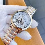  Shop Authentic Bulova BVA Skeleton Silver Dial Two Tone Steel Strap Watch for Men - 98A230 - Luxxuri