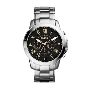  Shop Authentic Fossil Grant Chronograph Black Dial Silver Steel Strap Watch for Men - FS4994 - Luxxuri