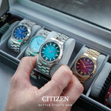  Shop Authentic Citizen Tsuyosa Automatic Red Dial Gold Steel Strap Watch For Men - NJ0153-82X - Luxxuri