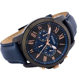  Shop Authentic Fossil Grant Chronograph Black Dial Blue Leather Strap Watch for Men - FS5061 - Luxxuri