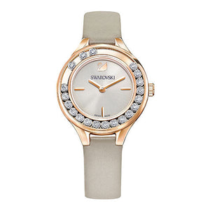 Shop Authentic Swarovski Lovely Crystals Mini Grey Dial Grey Leather Strap Watch for Women - 5261481 - Luxxuri