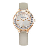  Shop Authentic Swarovski Lovely Crystals Mini Grey Dial Grey Leather Strap Watch for Women - 5261481 - Luxxuri