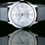  Shop Authentic Calvin Klein Minimalist White Dial Black Leather Strap Watch for Men - K3M211C6 - Luxxuri