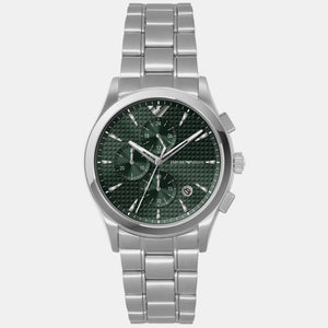  Shop Authentic Emporio Armani Paolo Chronograph Green Dial Silver Steel Strap Watch For Men - AR11529 - Luxxuri