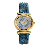  Shop Authentic Versace V-Motif Vintage Logo Diamonds Blue Dial Blue Leather Strap Watch for Women - VERE01018 - Luxxuri