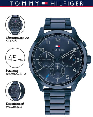  Shop Authentic Tommy Hilfiger Asher Chronograph Blue Dial Blue Steel Strap Watch For Men - 1791853 - Luxxuri