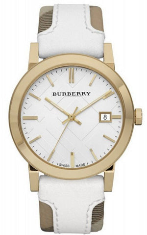  Shop Authentic Burberry The City White Dial White Leather Strap Watch for Women - BU9110 - Luxxuri