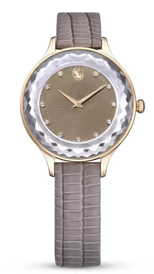  Shop Authentic Swarovski Octea Nova Beige Dial Grey Leather Strap Watch for Women - 5649999 - Luxxuri