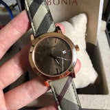  Shop Authentic Burberry The City Rose Gold Dial Brown Leather Strap Watch for Women - BU9040 - Luxxuri