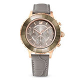 Shop Authentic Swarovski Octea Lux Chrono Grey Dial Grey Leather Strap Watch for Women - 5452495 - Luxxuri