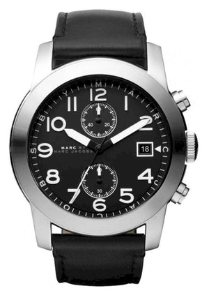  Shop Authentic Marc Jacobs Larry Chronograph Black Dial Black Leather Strap Watch for Men - MBM5033 - Luxxuri
