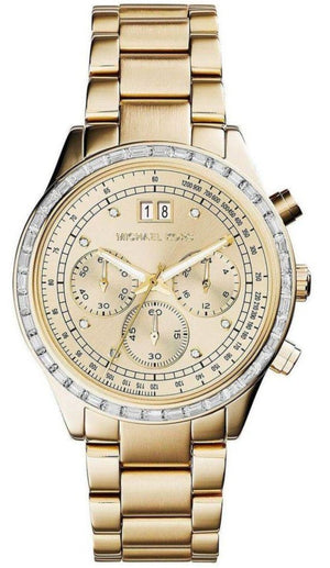  Shop Authentic Michael Kors Brinkley Diamonds Gold Dial Gold Steel Strap Watch for Women - MK6187 - Luxxuri