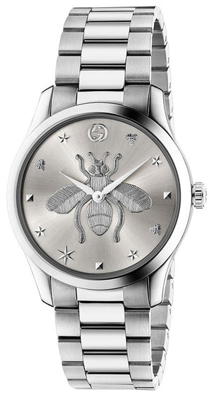  Shop Authentic Gucci G Timeless Silver Dial Silver Steel Strap Watch For Women - YA1264126 - Luxxuri