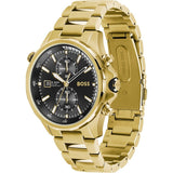  Shop Authentic Hugo Boss Globetrotter Chronograph Black Dial Gold Steel Strap Watch for Men - 1513932 - Luxxuri