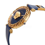  Shop Authentic Versace Palazzo Empire Greca Quartz Blue Dial Blue Leather Strap Watch for Women - VEDV00219 - Luxxuri