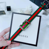  Shop Authentic Gucci G Frame Quartz Green & Red Mother of Pearl Dial Multicolor Leather Strap Watch For Women - YA147408 - Luxxuri